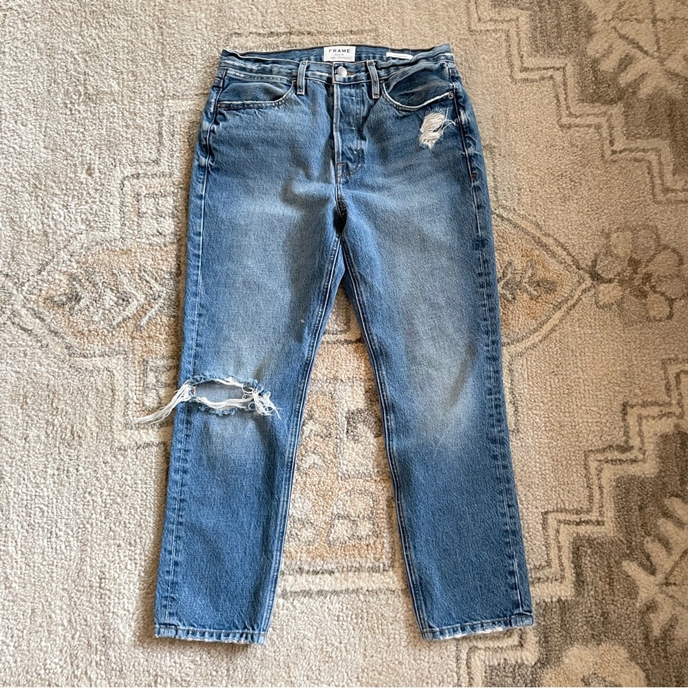 Frame Le Pegged High Rise Straight Leg Jean